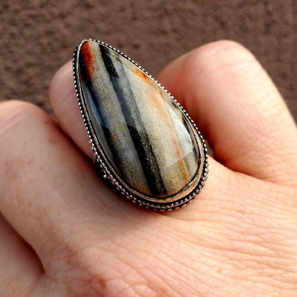 New Amazing Picasso Jasper 925 Silver Ring. - Picture 11 of 14